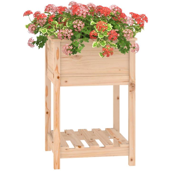 Odlingslåda med hylla massiv furu vidaXL 54 x 54 x 81 cm – bild 4