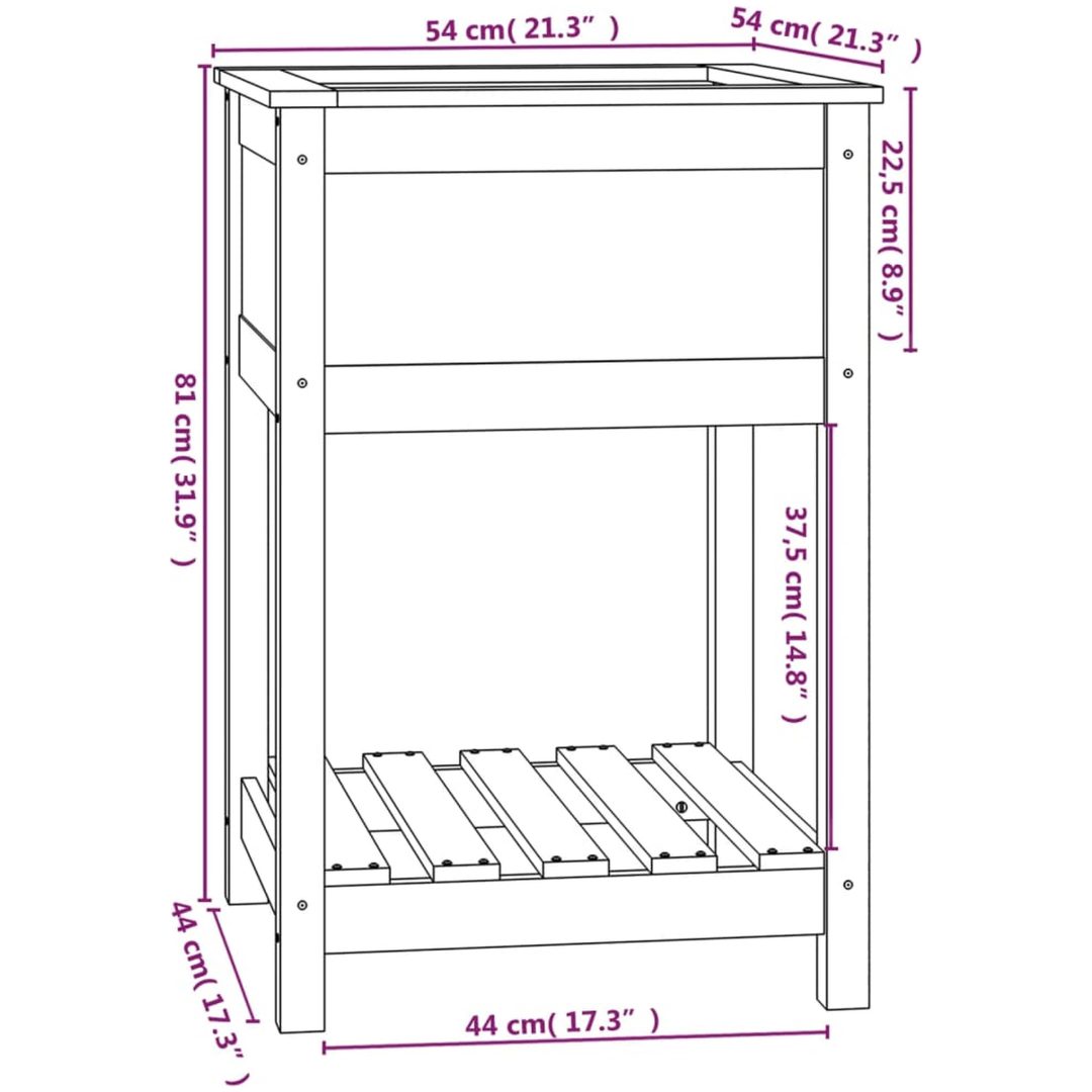 Odlingslåda med hylla massiv furu vidaXL 54 x 54 x 81 cm – bild 8