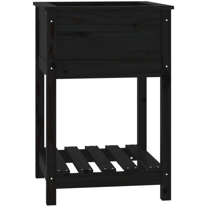 Odlingslåda med hylla svart 54x54x81 cm massiv furu vidaXL 58 x 54 x 81 cm – bild 2