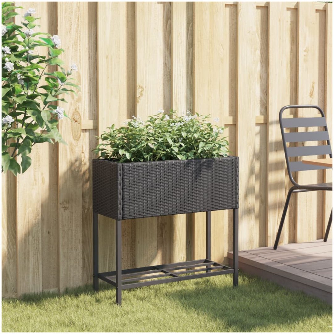 Odlingslåda med hylla svart konstrottning vidaXL 70 x 28 x 70 cm – bild 3