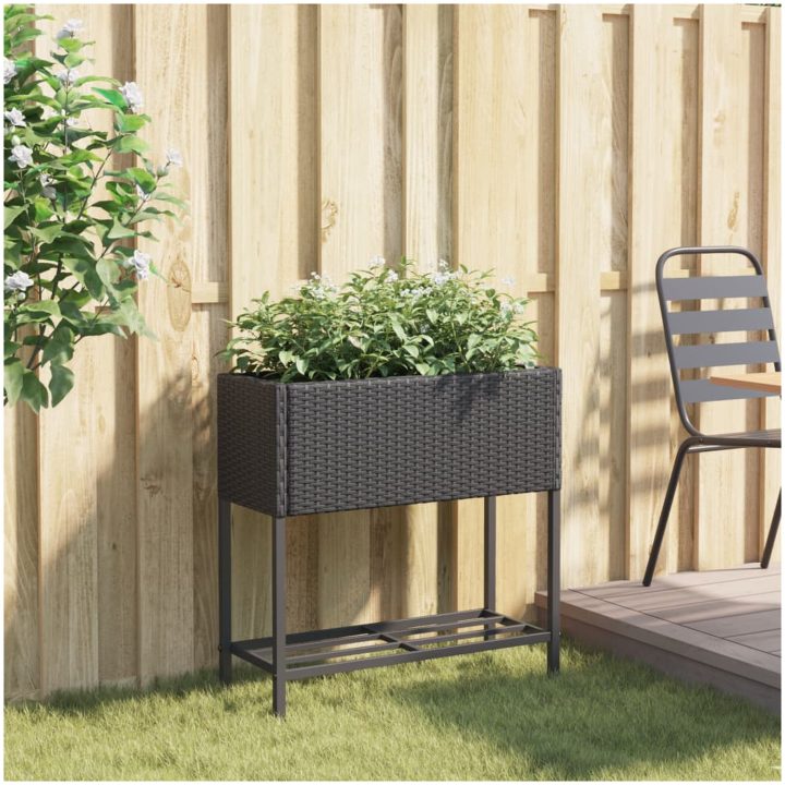 Odlingslåda med hylla svart konstrottning vidaXL 70 x 28 x 70 cm – bild 3