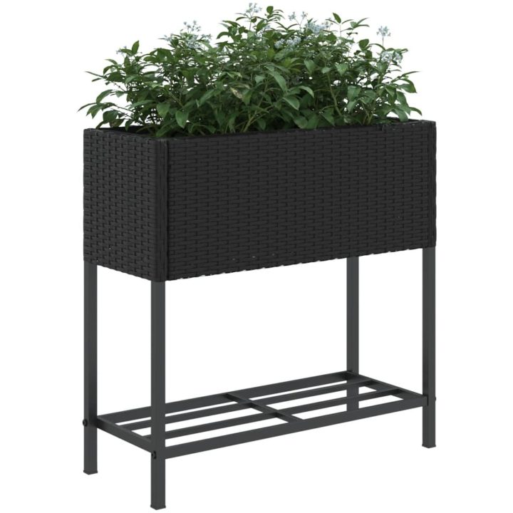 Odlingslåda med hylla svart konstrottning vidaXL 70 x 28 x 70 cm – bild 4