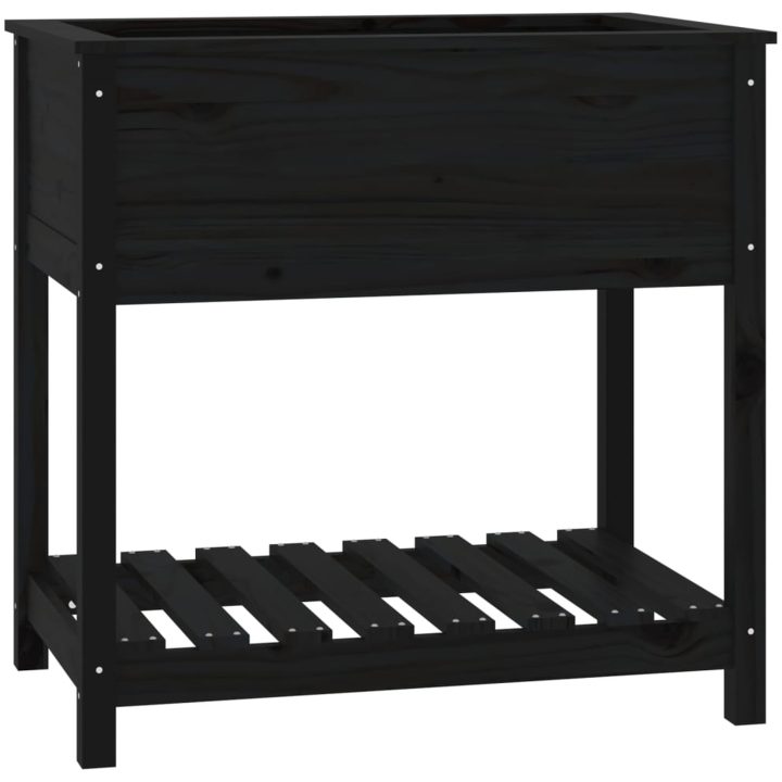 Odlingslåda med hylla svart massiv furu vidaXL 82.5 x 54 x 81 cm – bild 2