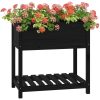 Odlingslåda med hylla svart massiv furu vidaXL 82.5 x 54 x 81 cm – miniatyr 4