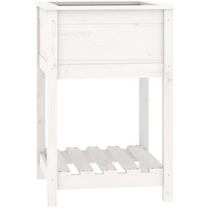Odlingslåda med hylla vit 54x54x81 cm massiv furu vidaXL 55 x 54 x 81 cm – bild 2