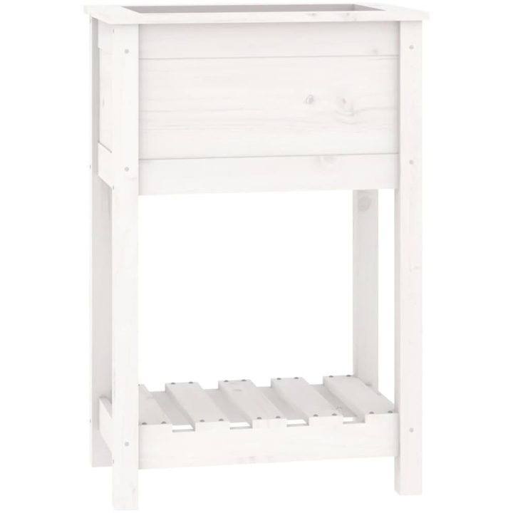 Odlingslåda med hylla vit massiv furu vidaXL 54 x 34.5 x 81 cm – bild 2