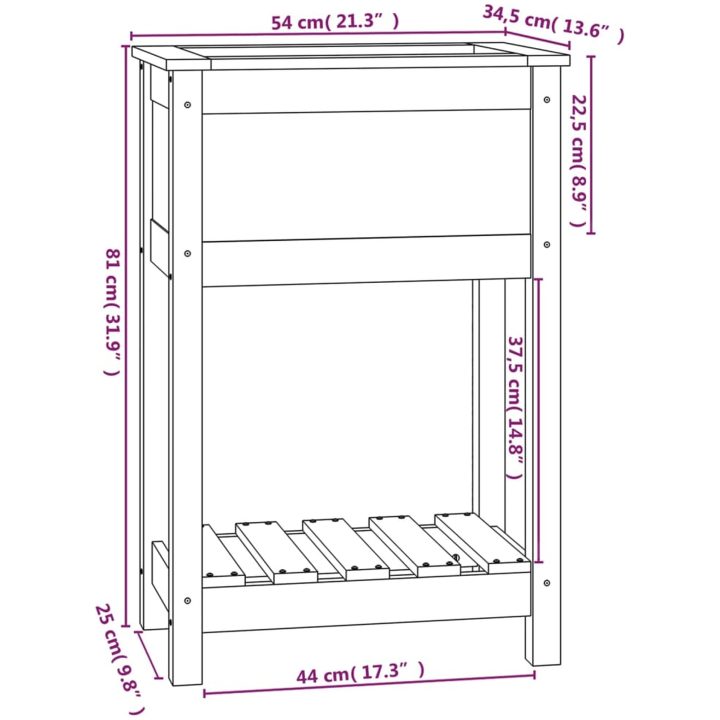 Odlingslåda med hylla vit massiv furu vidaXL 54 x 34.5 x 81 cm – bild 8
