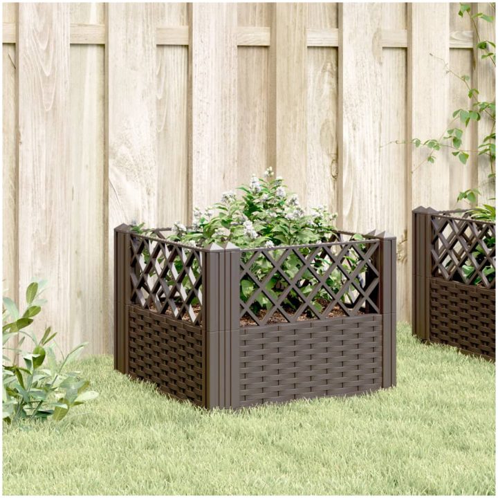 Odlingslåda med piggar brun PP vidaXL 43,5 x 43,5 x 43,5 cm – bild 3