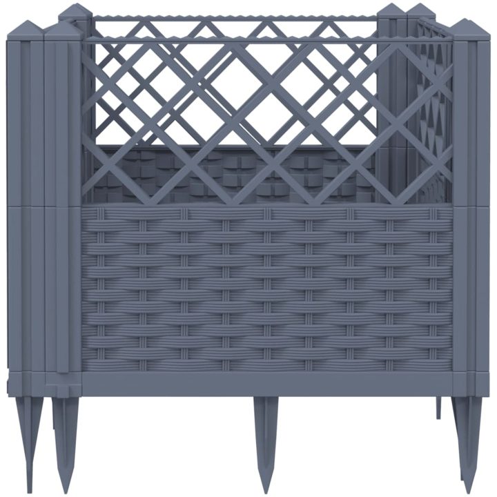 Odlingslåda med piggar grå PP vidaXL 43,5 x 43,5 x 43,5 cm – bild 4
