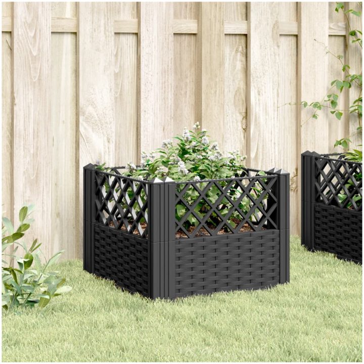 Odlingslåda med piggar svart PP vidaXL 43,5 x 43,5 x 43,5 cm – bild 3