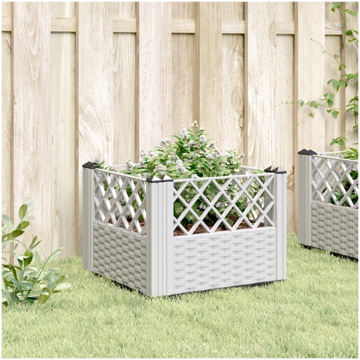 Odlingslåda med piggar vit PP vidaXL 43,5 x 43,5 x 43,5 cm – bild 3