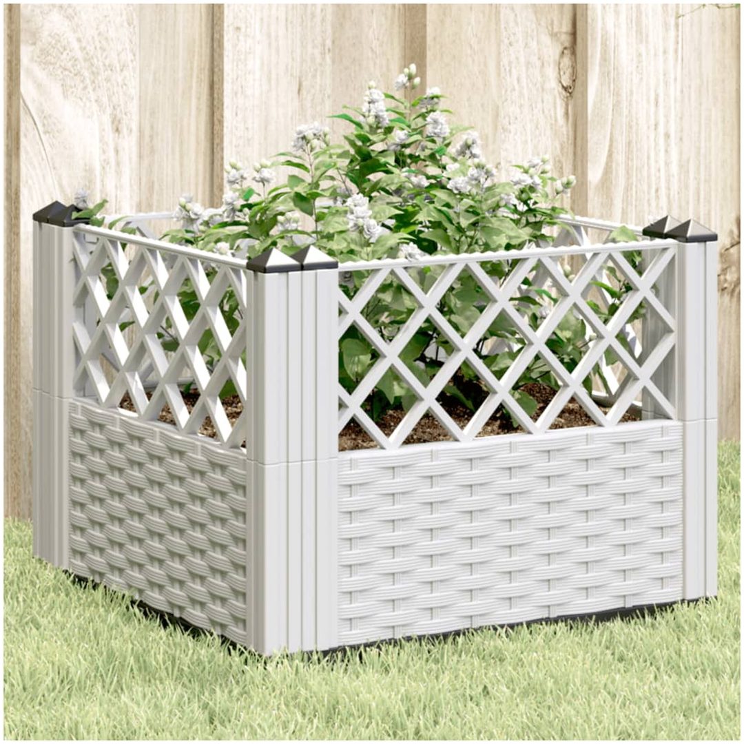 Odlingslåda med piggar vit PP vidaXL 43,5 x 43,5 x 43,5 cm