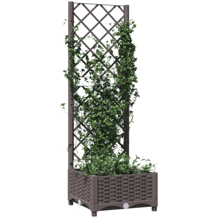 Odlingslåda med spaljé brun PP vidaXL 40 x 40 x 121.5 cm – bild 3