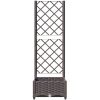 Odlingslåda med spaljé brun PP vidaXL 40 x 40 x 121.5 cm – miniatyr 4