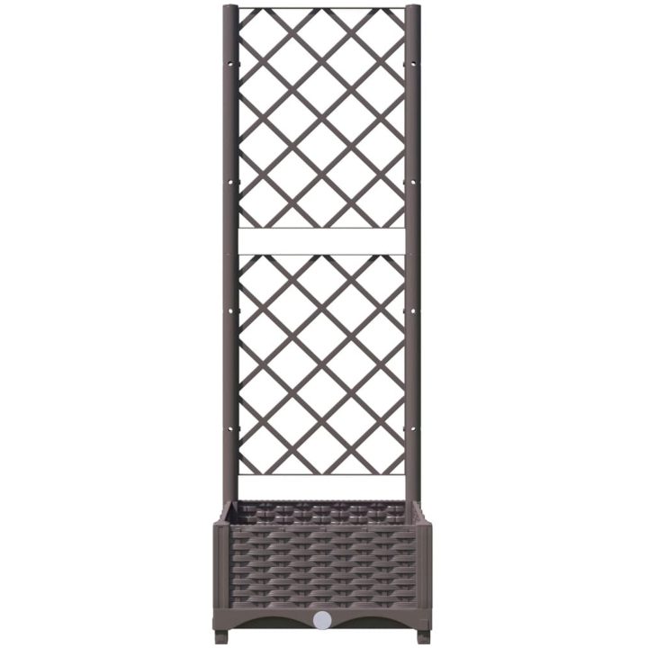 Odlingslåda med spaljé brun PP vidaXL 40 x 40 x 121.5 cm – bild 4