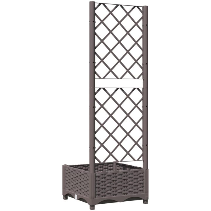 Odlingslåda med spaljé brun PP vidaXL 40 x 40 x 121.5 cm – bild 6