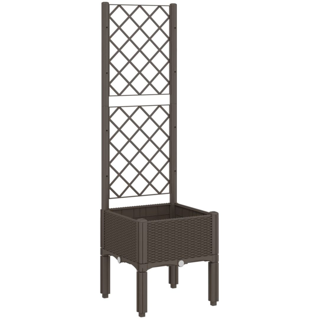 Odlingslåda med spaljé brun PP vidaXL 40 x 40 x 142 cm – bild 2