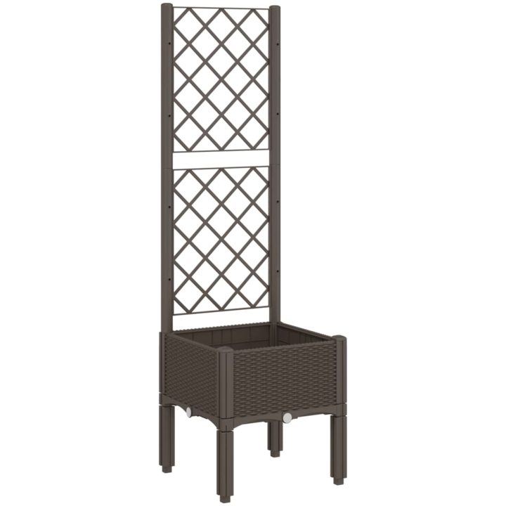 Odlingslåda med spaljé brun PP vidaXL 40 x 40 x 142 cm – bild 2