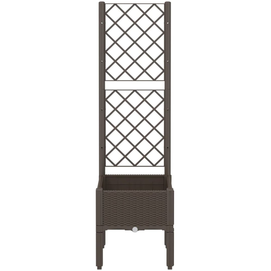 Odlingslåda med spaljé brun PP vidaXL 40 x 40 x 142 cm – bild 3