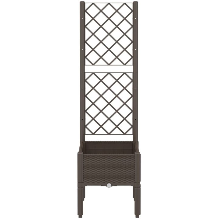 Odlingslåda med spaljé brun PP vidaXL 40 x 40 x 142 cm – bild 3