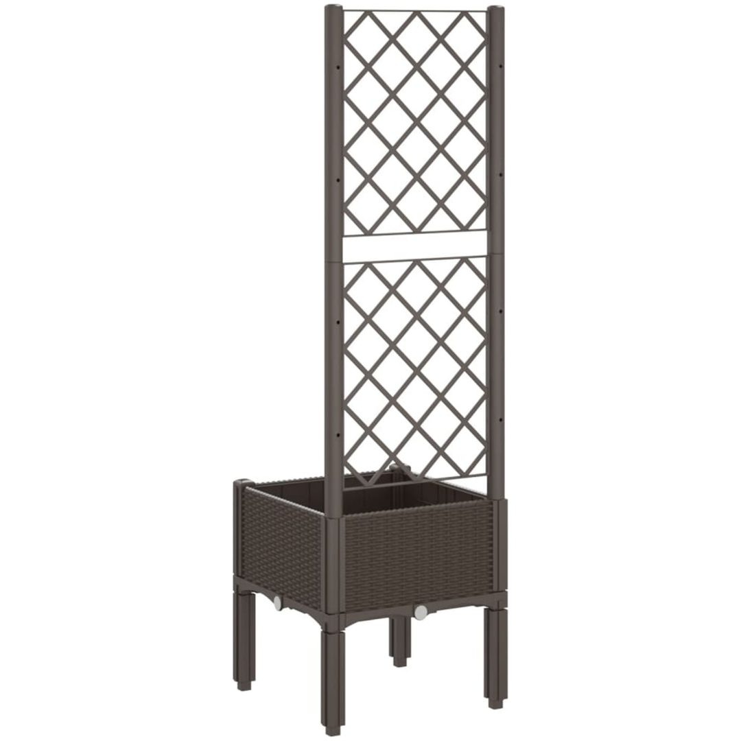 Odlingslåda med spaljé brun PP vidaXL 40 x 40 x 142 cm – bild 5
