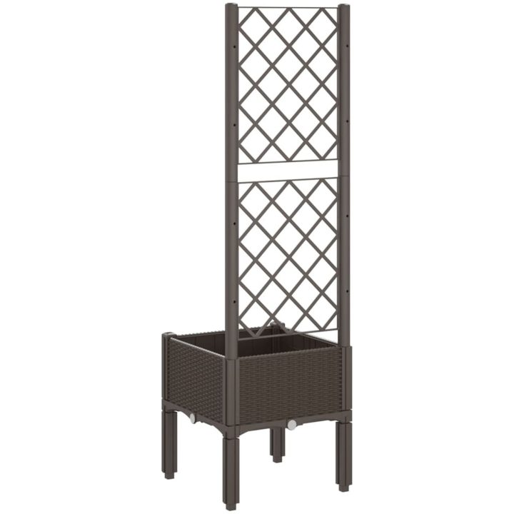 Odlingslåda med spaljé brun PP vidaXL 40 x 40 x 142 cm – bild 5
