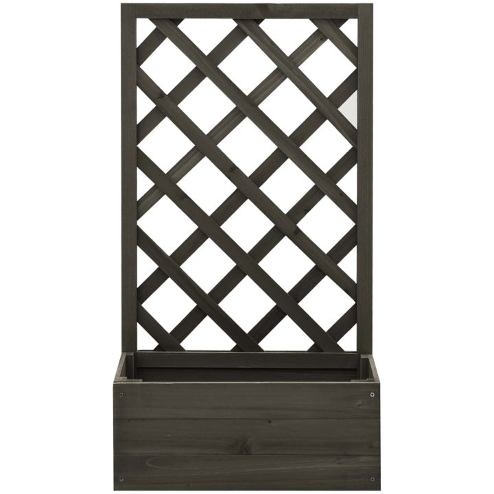Odlingslåda med spaljé grå 50x25x90 cm massivt granträ vidaXL – bild 2