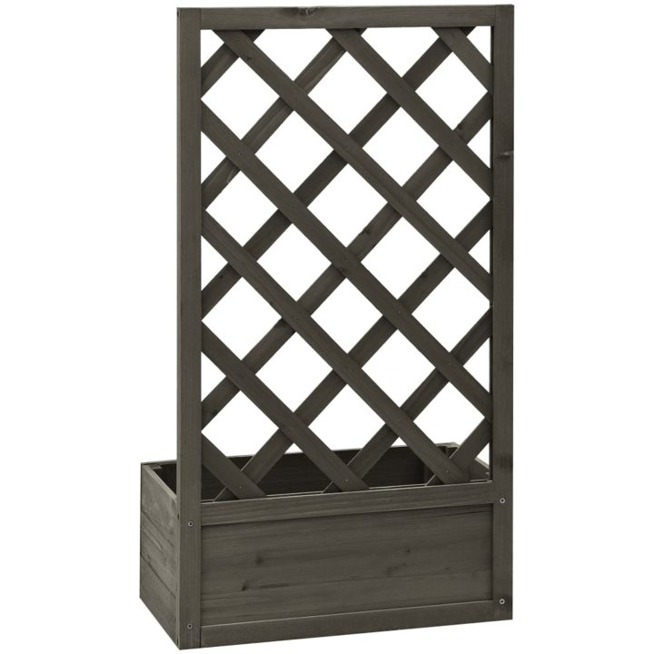 Odlingslåda med spaljé grå 50x25x90 cm massivt granträ vidaXL – bild 4