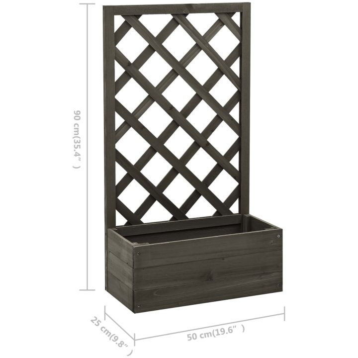 Odlingslåda med spaljé grå 50x25x90 cm massivt granträ vidaXL – bild 6
