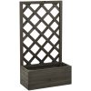 Odlingslåda med spaljé grå 50x25x90 cm massivt granträ vidaXL – miniatyr 1