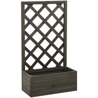 Odlingslåda med spaljé grå 50x25x90 cm massivt granträ vidaXL