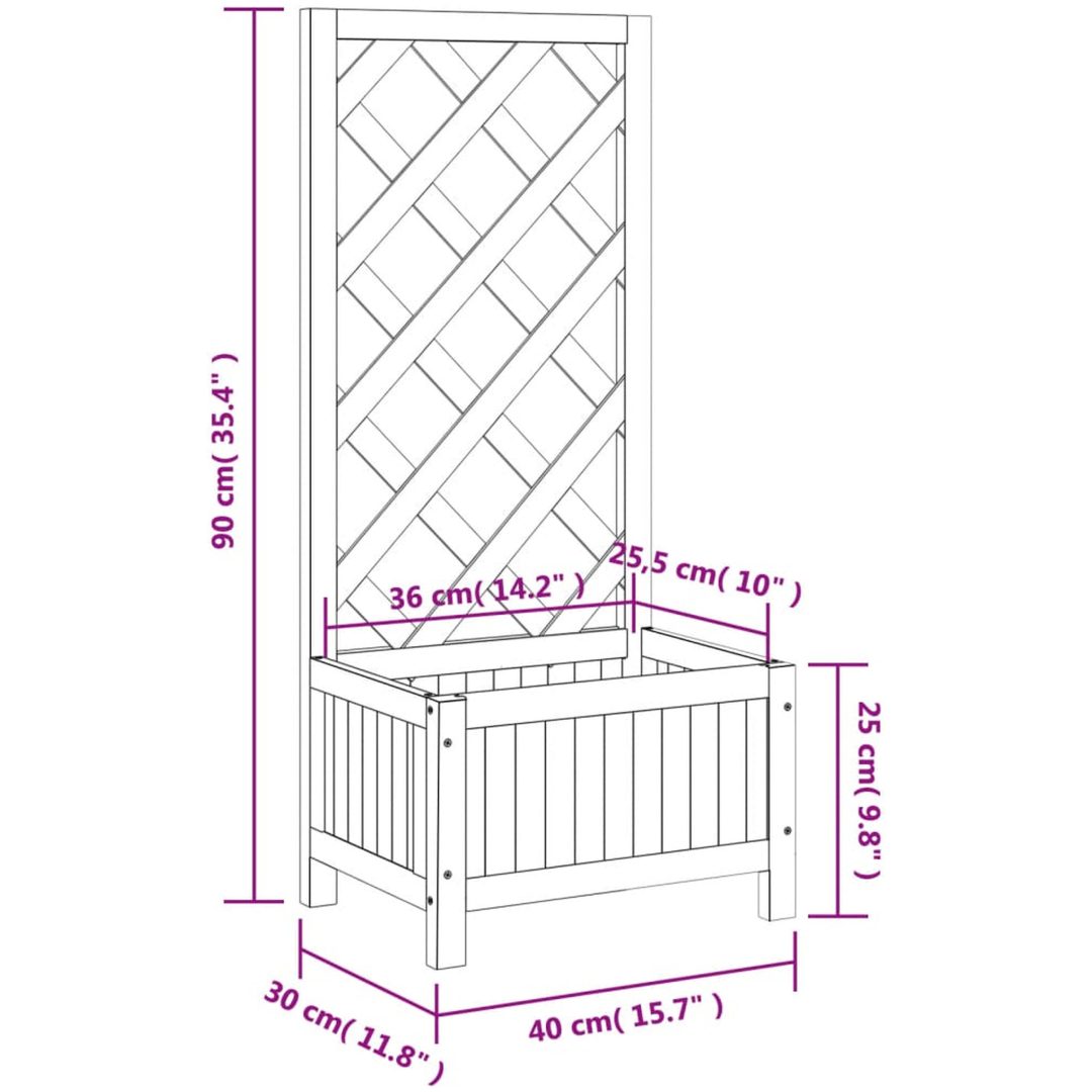 Odlingslåda med spaljé grå massivt granträ vidaXL 40 x 30 x 90 cm – bild 8