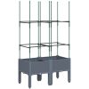 Odlingslåda med spaljé grå PP vidaXL 80 x 40 x 142,5 cm – miniatyr 2