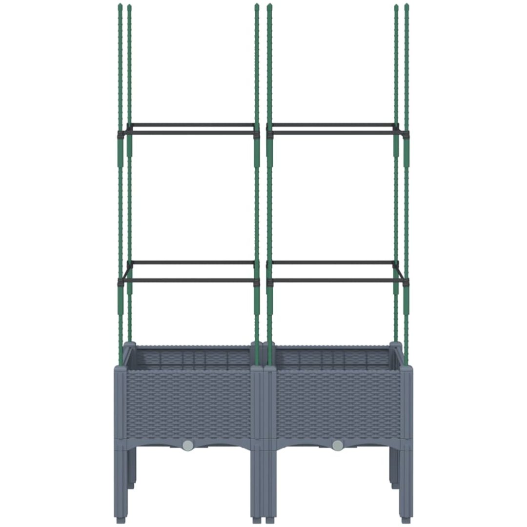 Odlingslåda med spaljé grå PP vidaXL 80 x 40 x 142,5 cm – bild 3