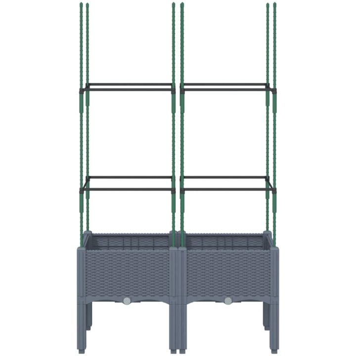 Odlingslåda med spaljé grå PP vidaXL 80 x 40 x 142,5 cm – bild 3