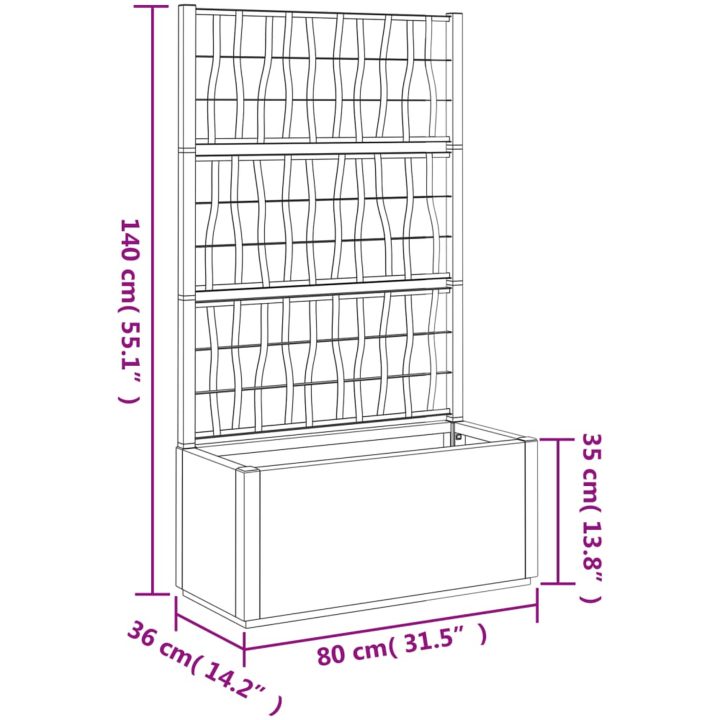 Odlingslåda med spaljé ljusbrun 80x36x140 cm PP vidaXL 80 x 36 x 140 cm – bild 9
