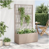 Odlingslåda med spaljé ljusbrun 80x36x140 cm PP vidaXL