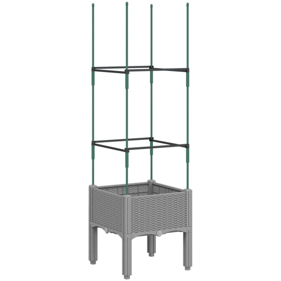 Odlingslåda med spaljé ljusgrå 40x40x142,5 cm PP vidaXL 41 x 40 x 142,5 cm – bild 2