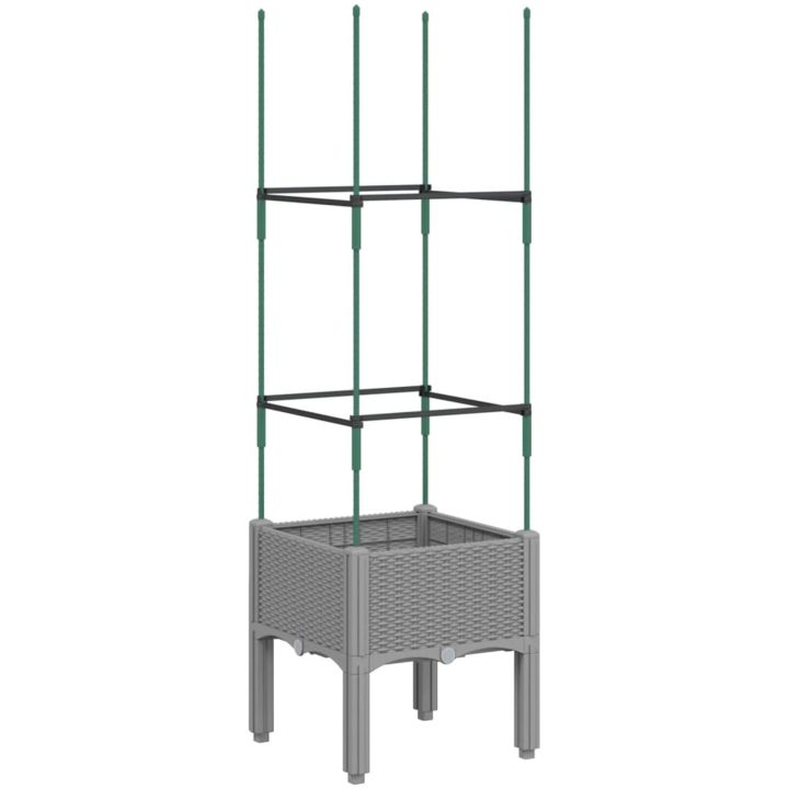 Odlingslåda med spaljé ljusgrå 40x40x142,5 cm PP vidaXL 41 x 40 x 142,5 cm – bild 2