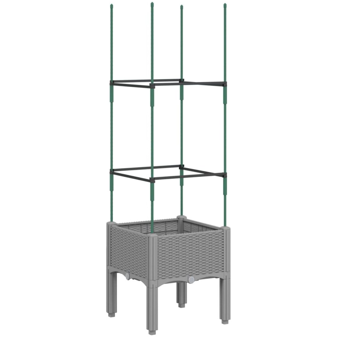 Odlingslåda med spaljé ljusgrå 40x40x142,5 cm PP vidaXL 41 x 40 x 142,5 cm – bild 5