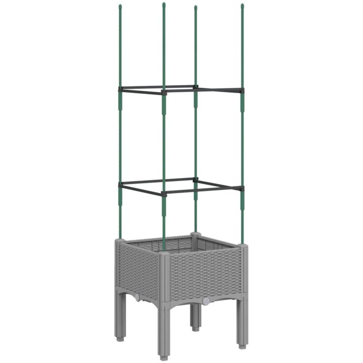Odlingslåda med spaljé ljusgrå 40x40x142,5 cm PP vidaXL 41 x 40 x 142,5 cm – bild 5