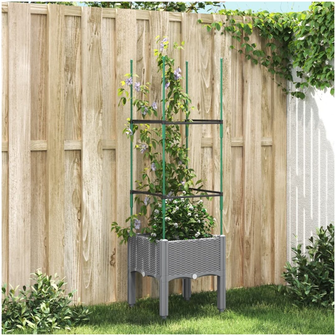 Odlingslåda med spaljé ljusgrå 40x40x142,5 cm PP vidaXL 41 x 40 x 142,5 cm