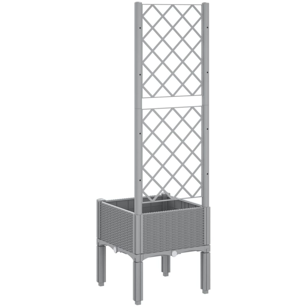 Odlingslåda med spaljé ljusgrå PP vidaXL 40 x 40 x 142 cm – bild 5