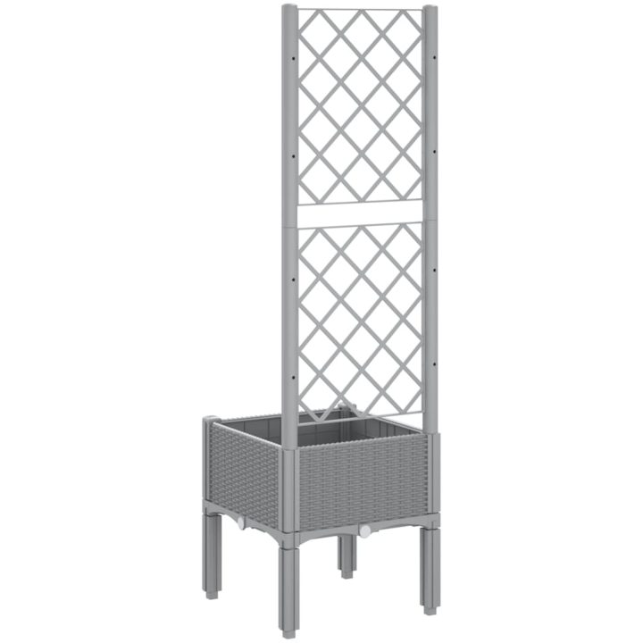 Odlingslåda med spaljé ljusgrå PP vidaXL 40 x 40 x 142 cm – bild 5