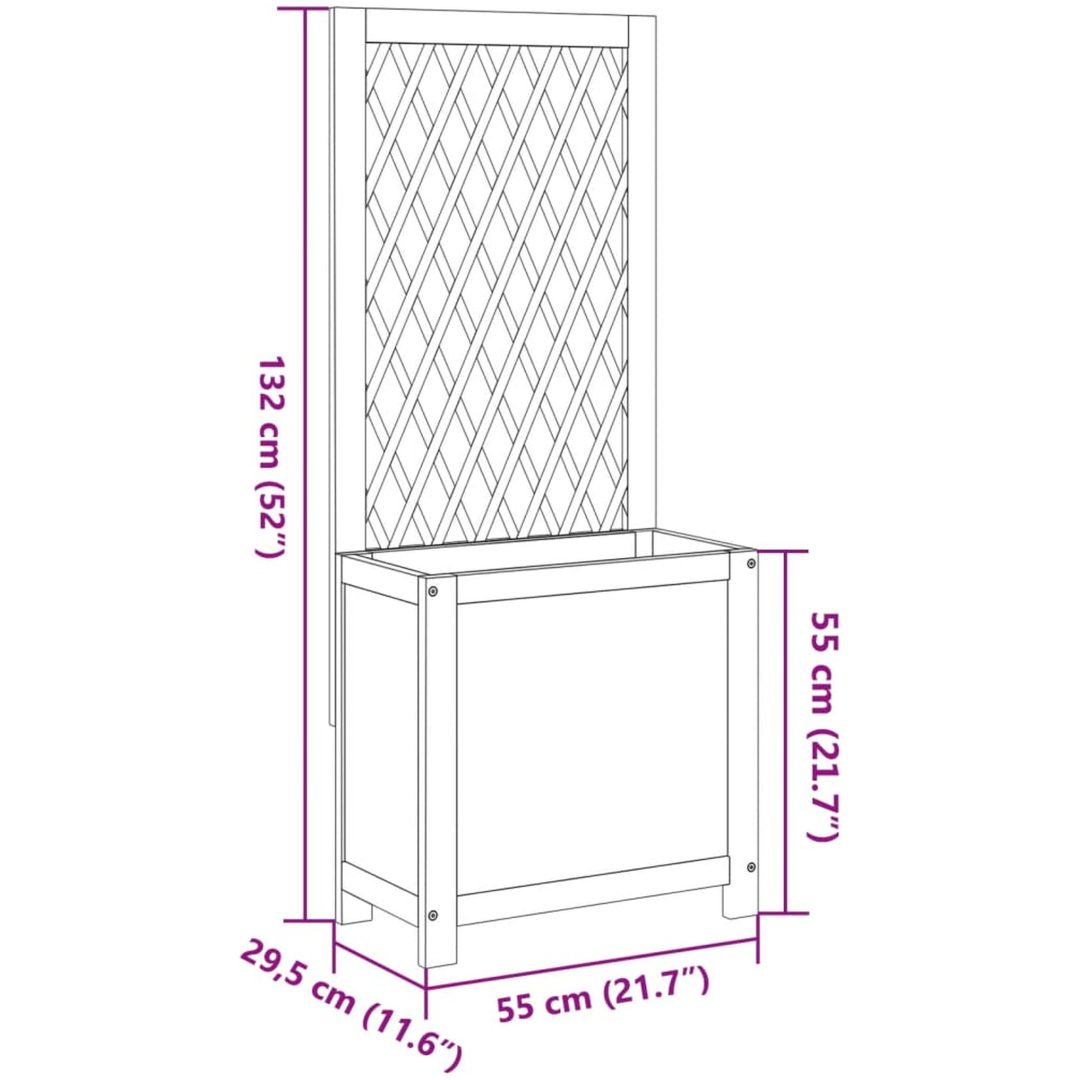 Odlingslåda med spaljé massiv akacia vidaXL 55 x 29.5 x 132 cm – bild 8