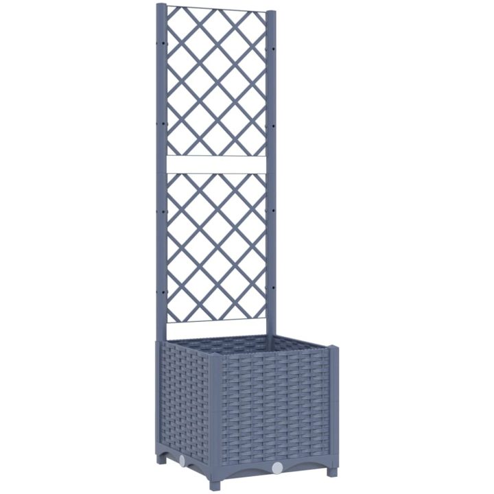 Odlingslåda med spaljé mörkgrå PP vidaXL 40 x 40 x 136 cm – bild 2