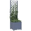 Odlingslåda med spaljé mörkgrå PP vidaXL 40 x 40 x 136 cm – miniatyr 3