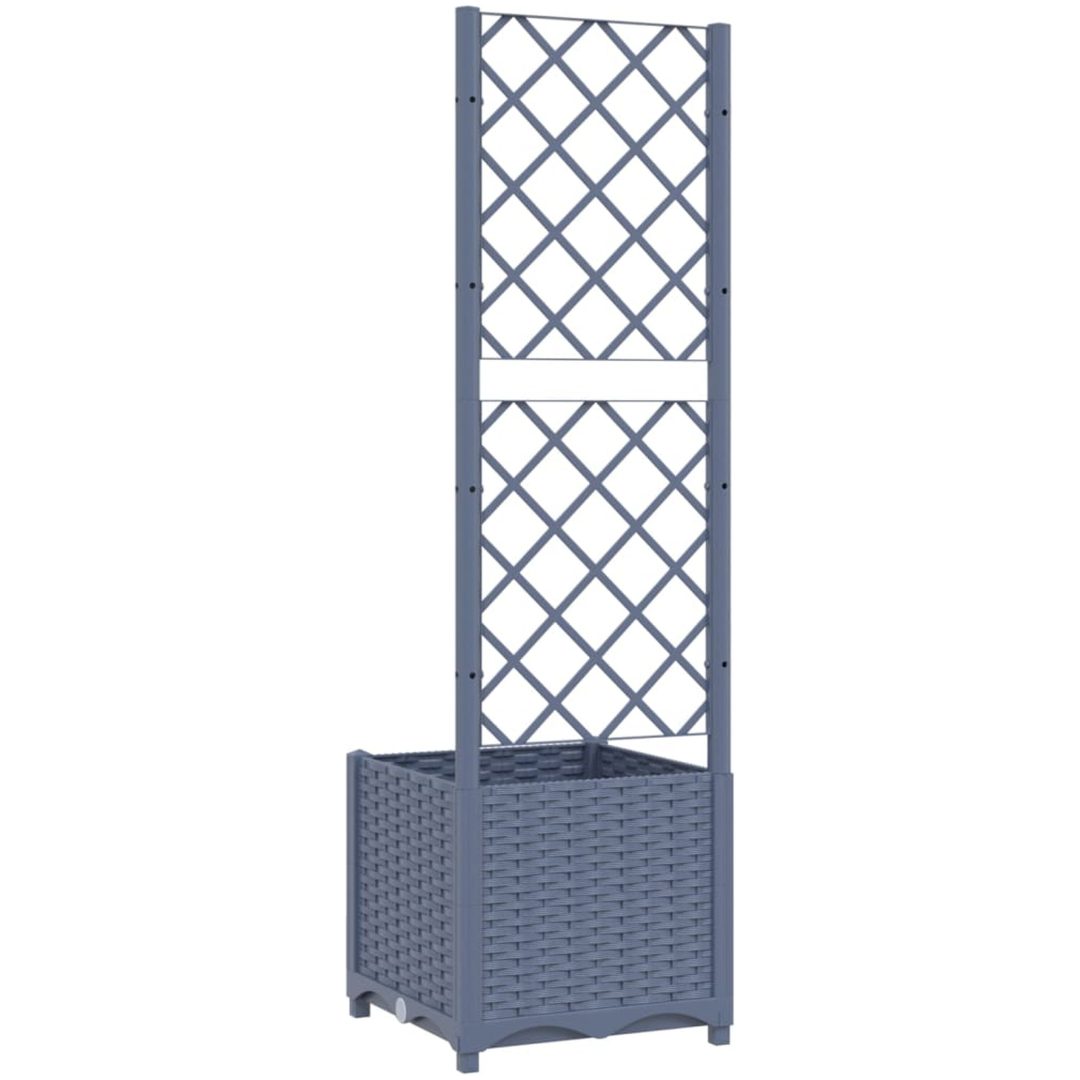 Odlingslåda med spaljé mörkgrå PP vidaXL 40 x 40 x 136 cm – bild 6