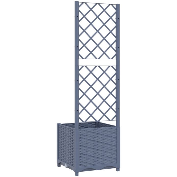 Odlingslåda med spaljé mörkgrå PP vidaXL 40 x 40 x 136 cm – bild 6