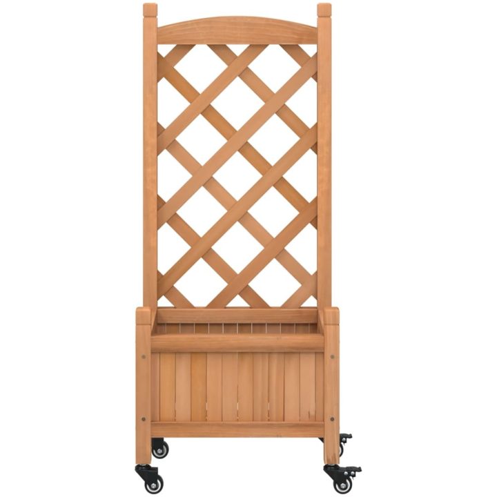 Odlingslåda med spaljé och hjul brun massivt granträ vidaXL 40 x 30 x 97.5 cm – bild 4